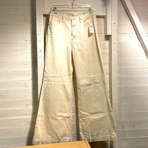 “And now this” Brand, off-white button up high waist bell-bottom Brand New jeans